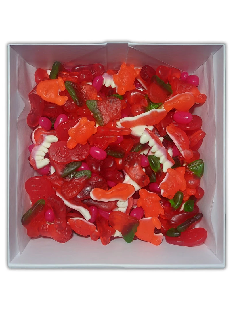 Candy Co All Lollies Red Lolly Gift Box - 1kg Of Red Lollies 2 Candy Co All Lollies Red Lolly Gift Box - 1kg Of Red Lollies